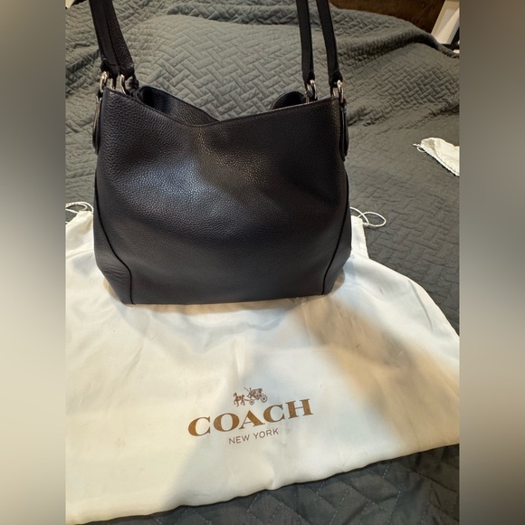 COACH Edie 31 Leather Shoulder Bag in Floral Rivets Navy Black Handbag - Picture 8 of 13